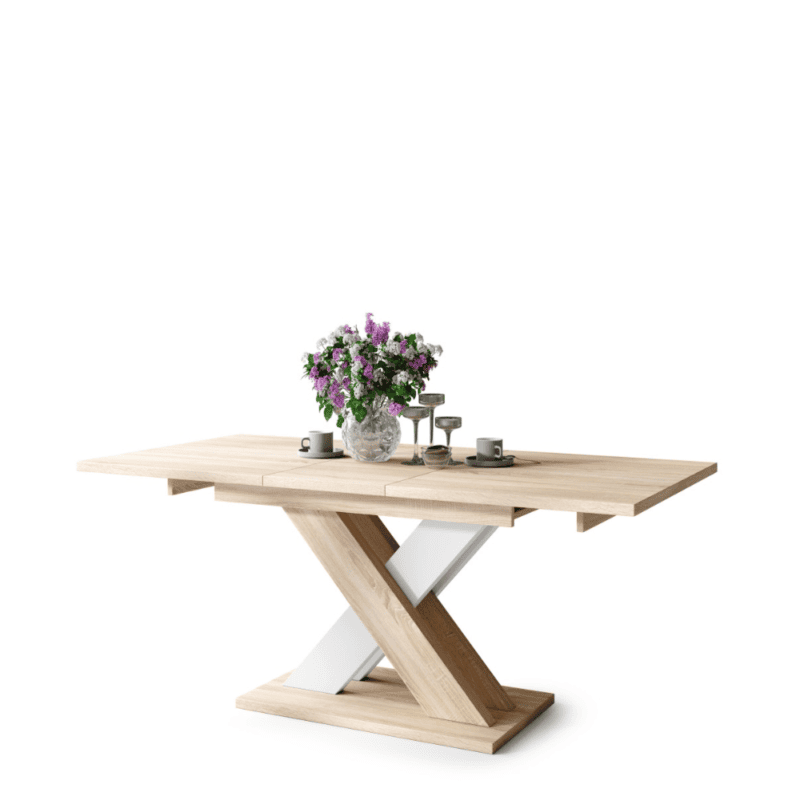 Moderne spisebord i Sonoma Eg og hvid